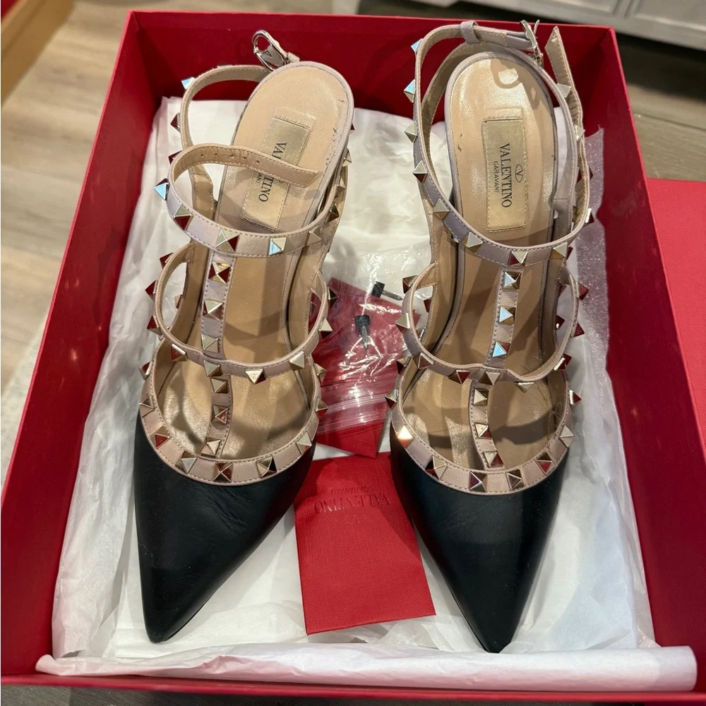 Valentino Calfskin Nappa Rockstud Ankle strap heels - Picture 6 of 7
